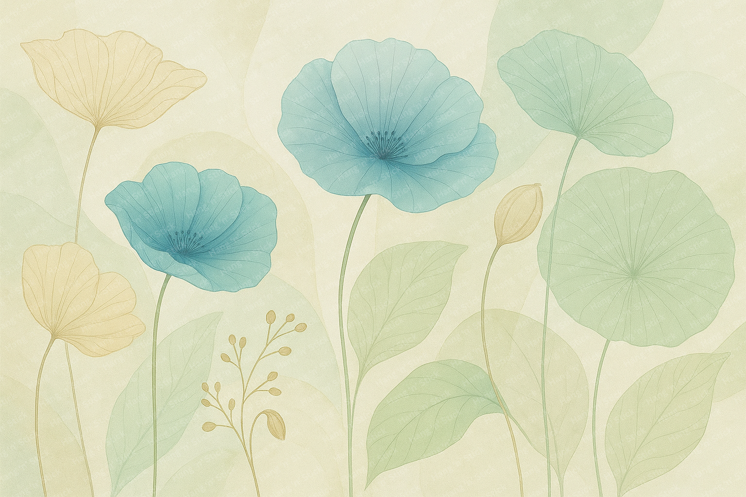 Bedroom Wall Mural – Aqua Botanical Garden