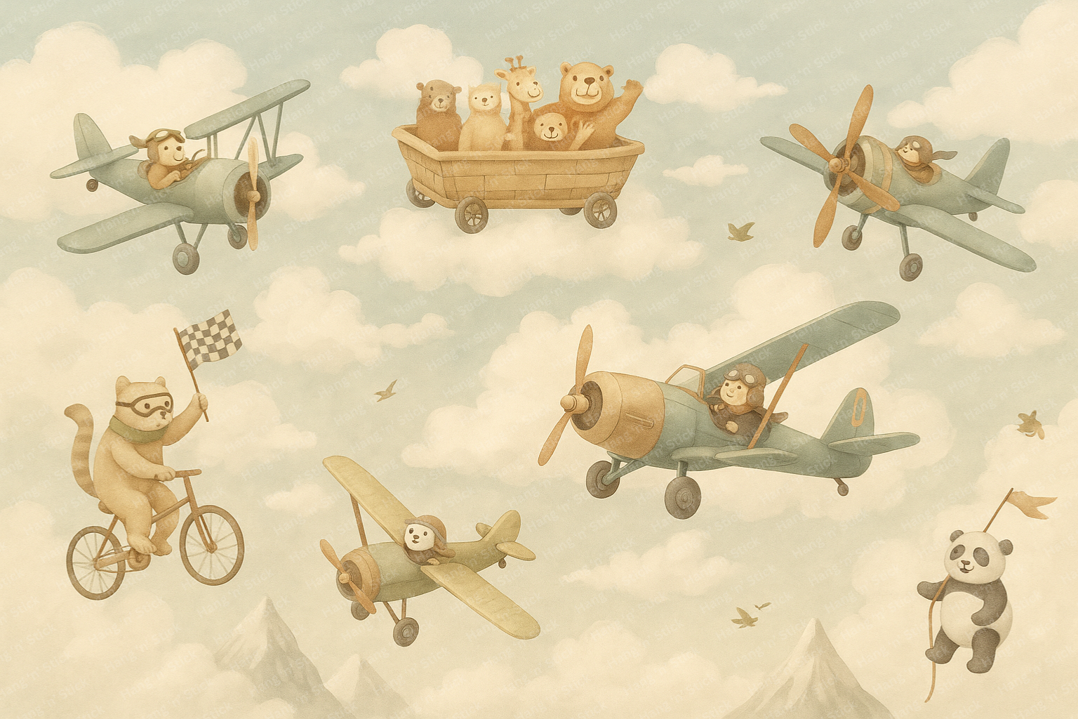 Kids Wall Mural – Flying Animals Adventure