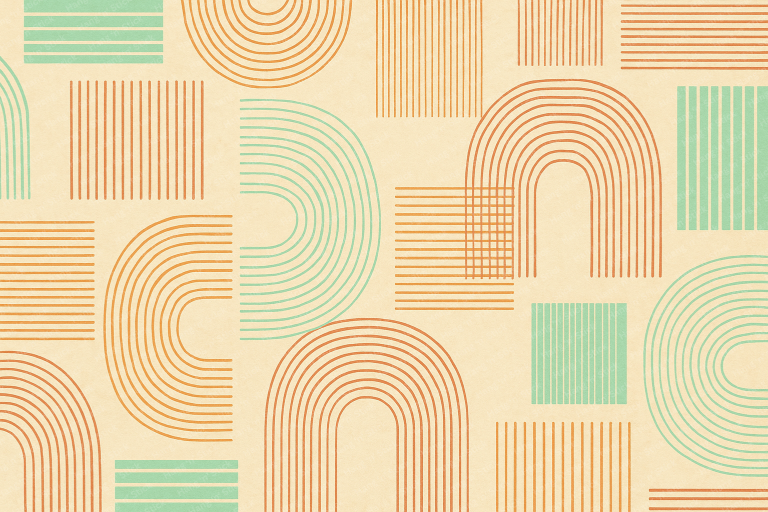 Retro Geometric Lines Bedroom Wall Mural