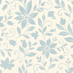 Sky Blue Floral Pattern Bedroom Wall Mural