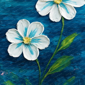 Luminous Blossoms on Blue