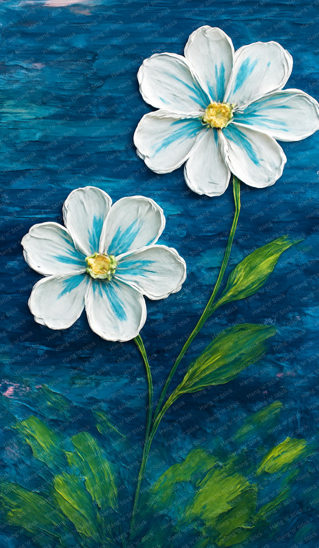 Luminous Blossoms on Blue