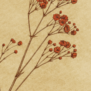 Scarlet Blossoms Botanical Vintage Art